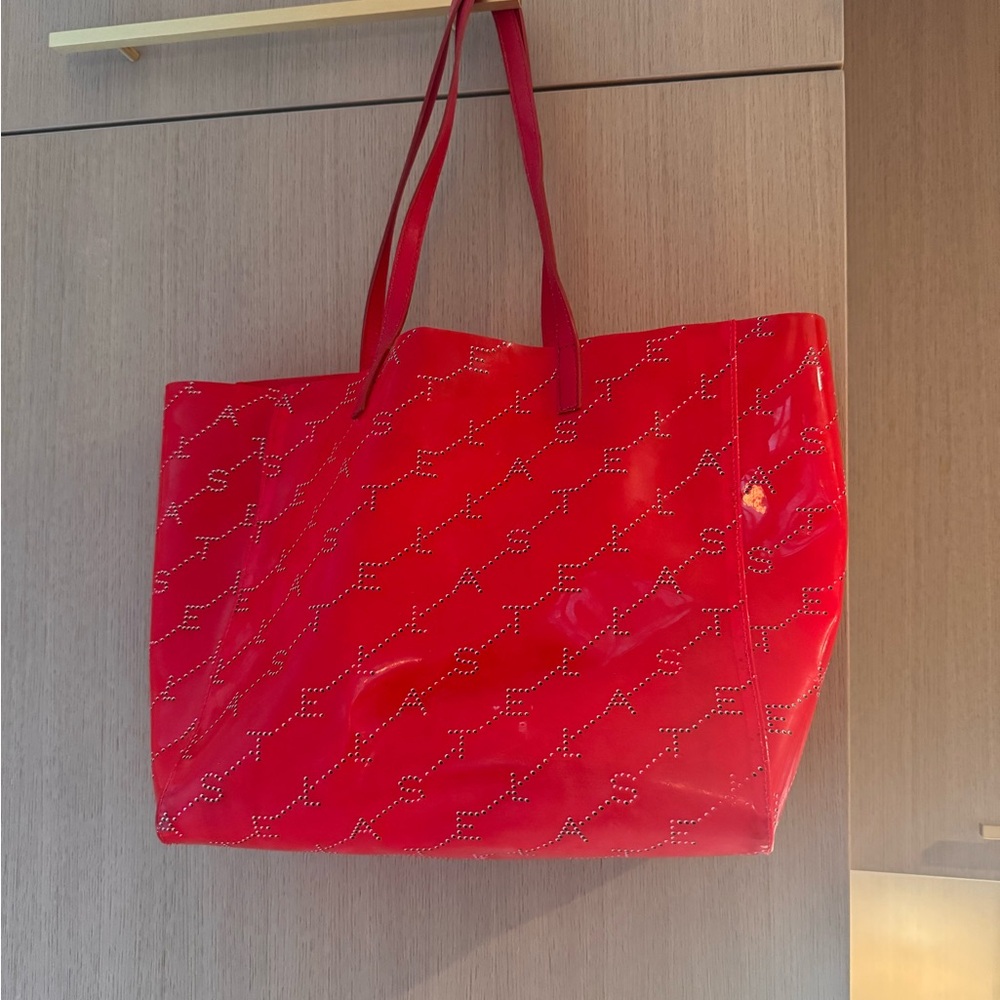 Stella McCartney Red Tote Bag with Silver Accents